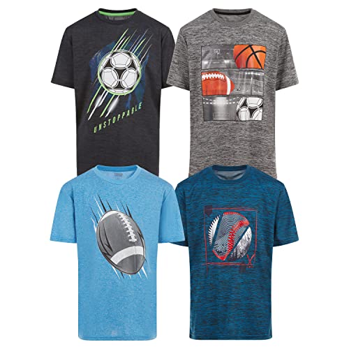 Power Forward Boys T Shirts - Youth Big Kids Active Athletic Workout Sports Basketball Graphic Short Sleeve Top 4 Pack cover