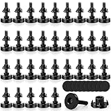 Pinkunn 32 Pieces Adjustable Leveling Feet with T- Nut Kit 3/8”-16 Thread Furniture Levelers Metal Adjustable Feet Heavy Duty Legs Height Adjuster for Table Chair Desk Cabinets Sofa, Black