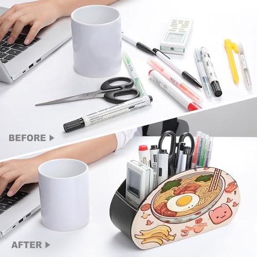 Support de télécommande multifonction Sweet Ramen en cuir synthétique à 5 compartiments