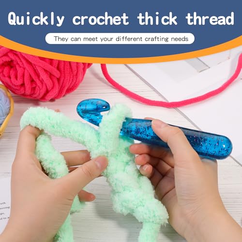Image of 25 mm Crochet Hook, Large Crochet Hooks for Chunky Yarn Ergonomic Knitting Needles Crochet Needle for Beginners and Crocheting Yarn (Blue)