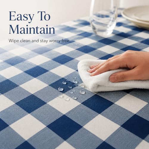 Image of BSB HOME 300 TC Table Cover for Dining Table, Premium Soft Washable Wrinkle & Fade Resistant Table Cloth for Home Kitchen Dining Room Decor, 90 x 60 Inches (228 x 152 cm) - Cobalt Blue