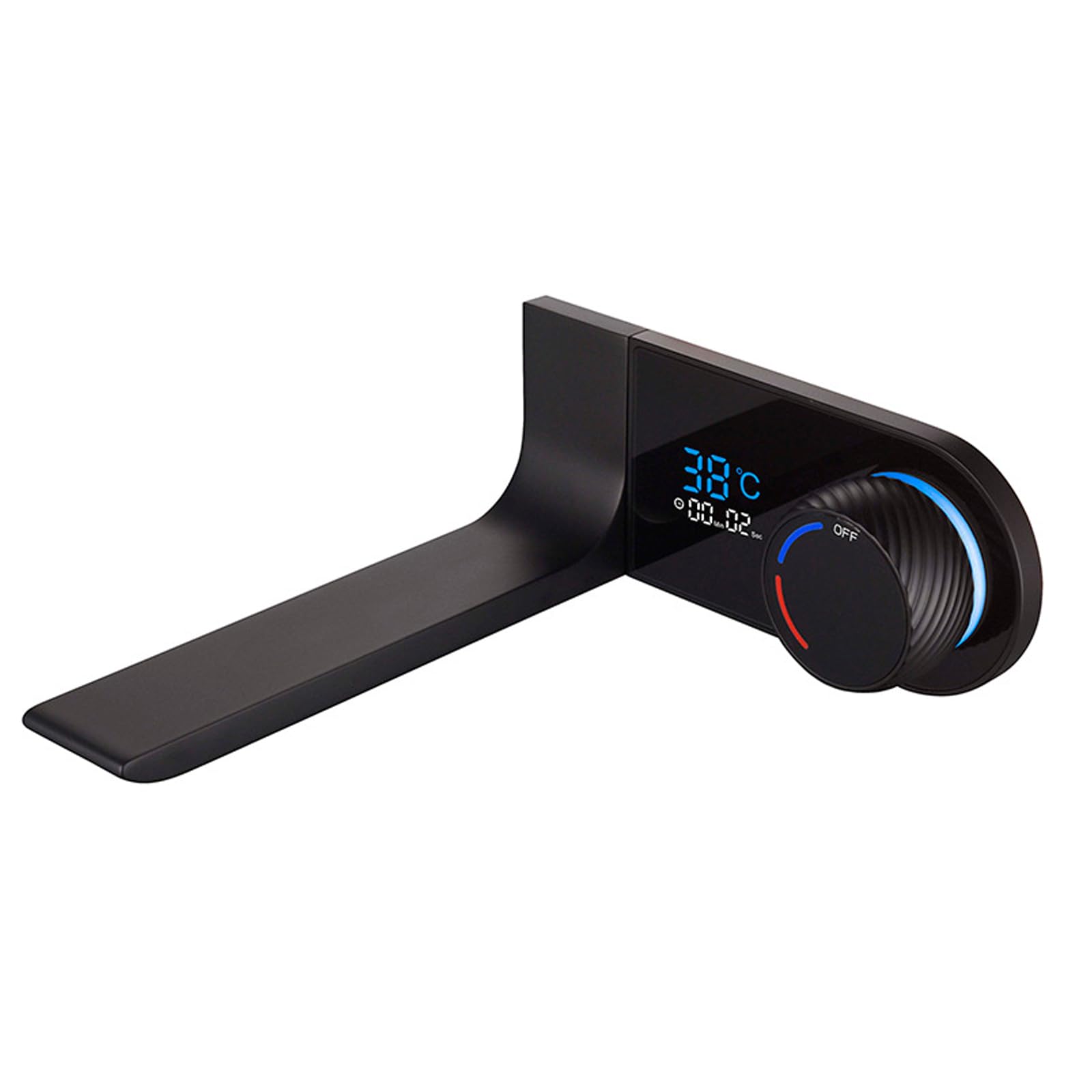 Jruia Black Modern Wall Mounted Bathroom Faucet, Kitchen Faucet, Hot Cold Water Supply, Sink Faucet With Digital Display,