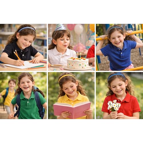 Image of Kids Girls Polo T-Shirt | Half Sleeves | 100% Organic Cotton Rich Bio-Wash Fabric | Ultra Soft & Breathable | Regular Fit | Plain Solid Color Casual Wear & School Uniform