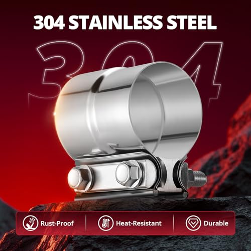 Image of EVIL ENERGY 2.75'' Exhaust Clamp,2 3 /4 in Lap Joint Band Clamp Stainless Steel for Pipes,Mufflers,Catalytic Converters (2PCS, 2.75 inch)