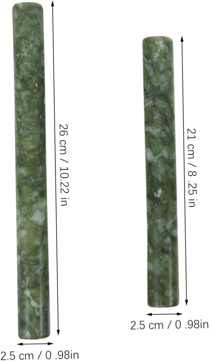 Cabilock 2pcs Marble Rolling Pin Jade Rolling Pin for Dough Kitchen Roller French