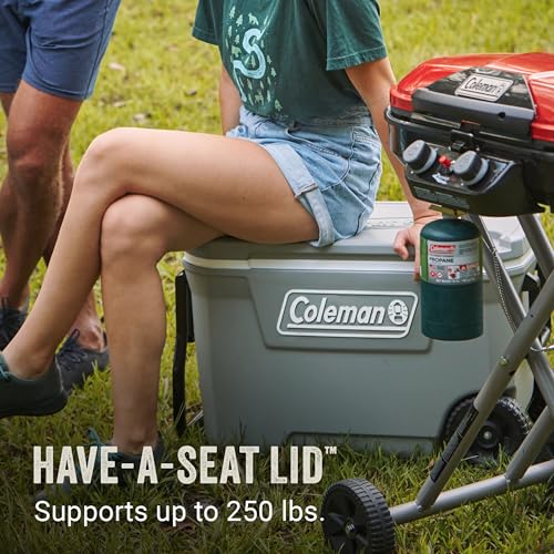 Image of Coleman Classic Series Insulated Portable Rolling Cooler with Wheels, Leak-Resistant Outdoor Hard Cooler Keeps Ice up to 5 Days, 62-Quart