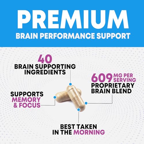 Brain Memory Supplement Pills - 3X Strength Nootropics for Concentration, Clarity & Focus Support - Brain Health Cognitive Vitamins with Bacopa, Phosphatidylserine & DMAE, Brain Booster - 240 Capsules - Image 4