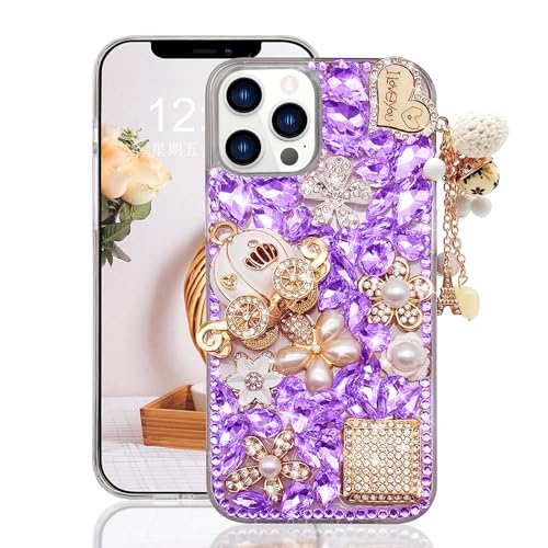 Coque iPhone 15 Pro Max paillettes antichoc et anti-rayures strass violet