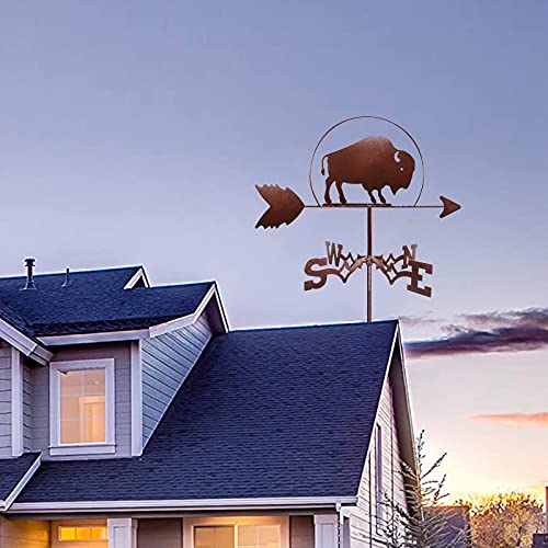 Exquisite Metal Weather Vane Ornament Cow Weather Vanes Cattle Stainless Steel Weathervane Measuring Tools Weathercock With Anti-Rust Coating Durable Outdoor Gardens Houses Patio Lawns #TOP1