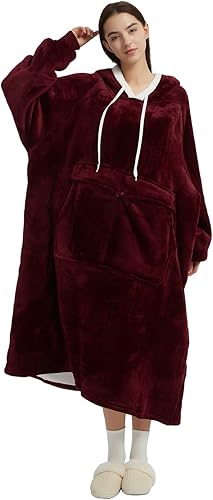 Miniatura 24 de Qeils Manta con Capucha Portátil para Mujeres, Cómoda Sudadera Sherpa como Regalo de Cumpleaños y Navidad, Chaqueta de Gran Tamaño con Capucha