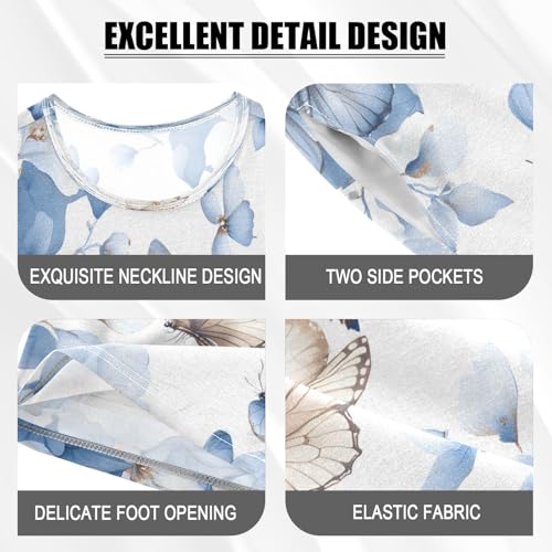 senya Short Sleeve Pajamas Sets Summer Cotton Sleepwear Butterfly Pattern4