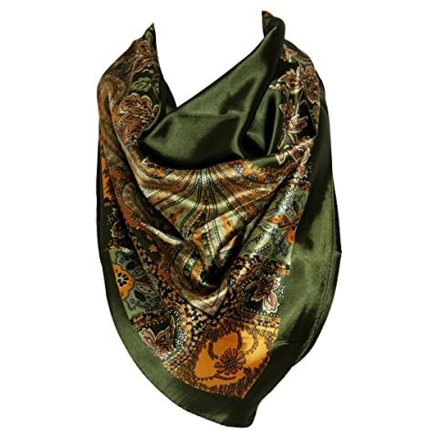 Floral Pattern Bandana Scarf Silk Satin Square Cover