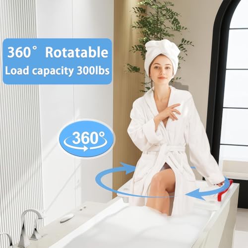 Asiento de bañera para ancianos con mango ergonómico para sentarse de forma segura, se adapta a baños de 16 a 24 pulgadas de ancho, soporta hasta 150 kg