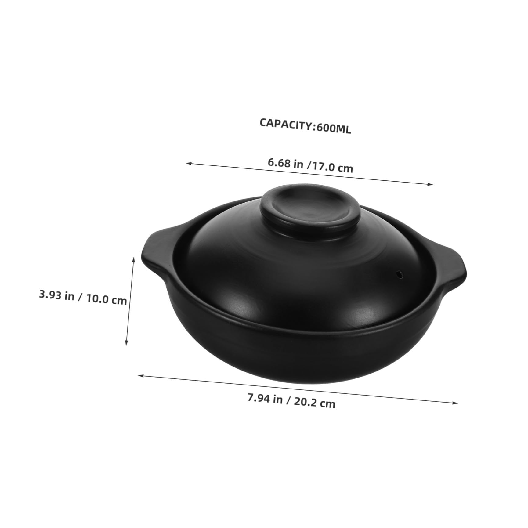 Cazuela de Barro con Tapa de Arcilla Negra 600ml para Cocina