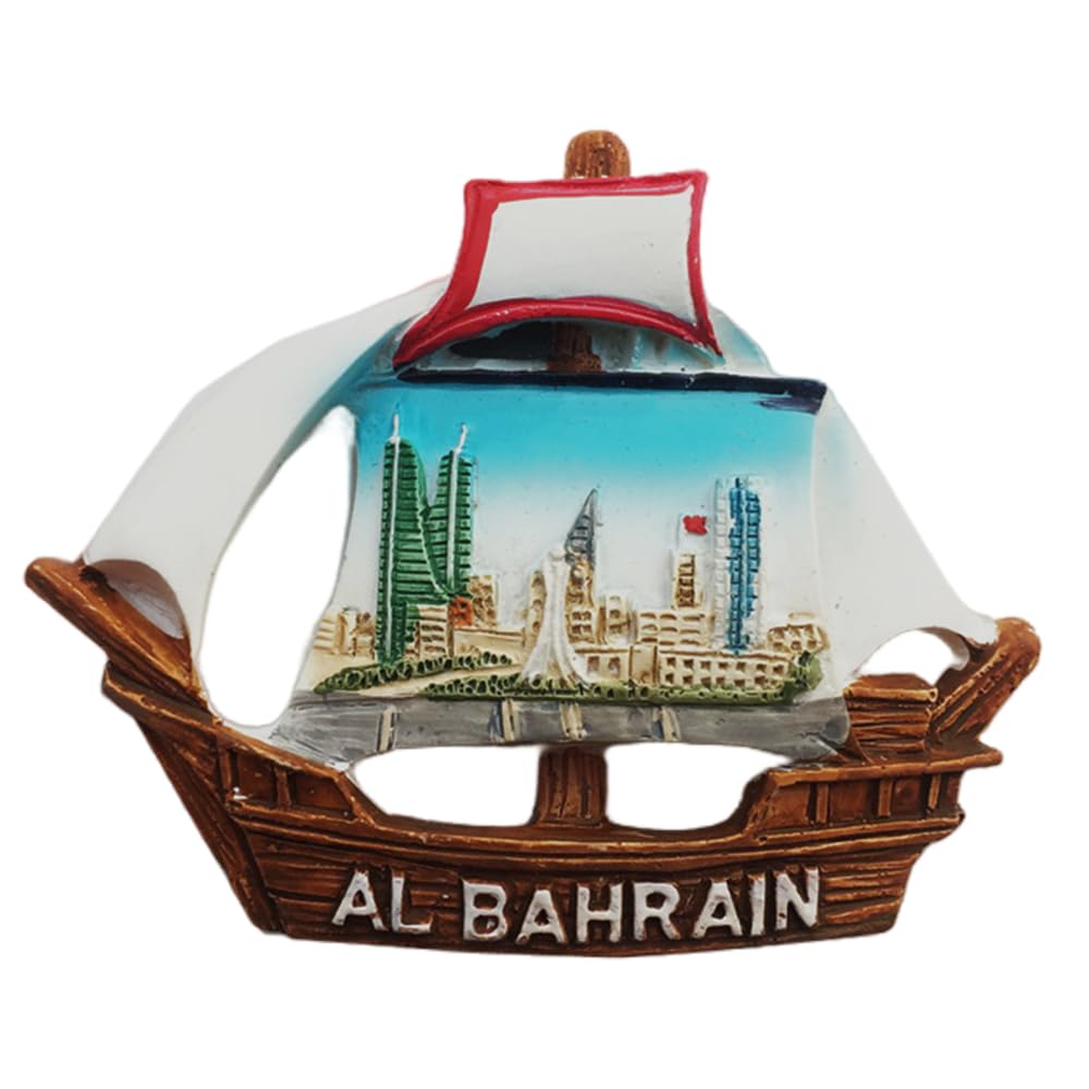 3D Sailboat Bahrain Fridge Magnet Travel Souvenir Refrigerator Magnetic Sticker Hand Painted