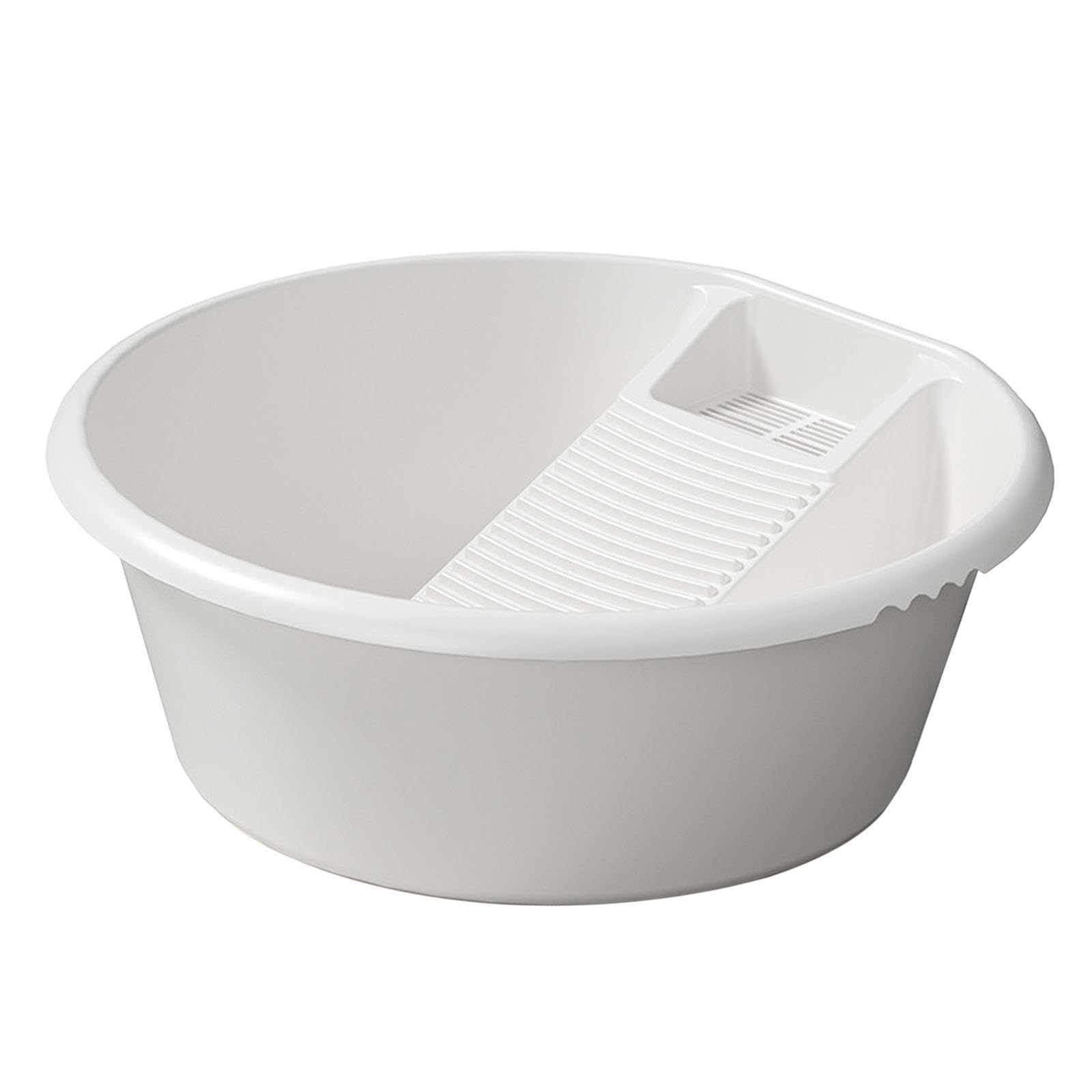 Quilstm White Portable Hand Wash Basin With Washboard For Quick Cleaning While Traveling Or Camping Which Can Easily Scrub Clothes Without Separate Tools Washboard, 18.50X18.89x7.48 Inch