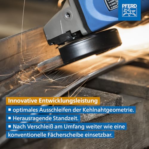 PFERD tools Fächerscheibe POLIFAN curve 2 Stück | Ø 125 mm, Breite M (11 mm), Z40, SGP STEELOX | 69398197 für die präzise Kehlnahtbearbeitung