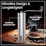 ortensia home | Kaffeemühle manuell mit verstellbarem Keramik-Kegel-Mahlwerk aus 304 rostfreien Edelstahl | In & Outdoor | Manuelle Kaffeemühle mit Kegelmahlwerk | Manuelle Kaffeemühle