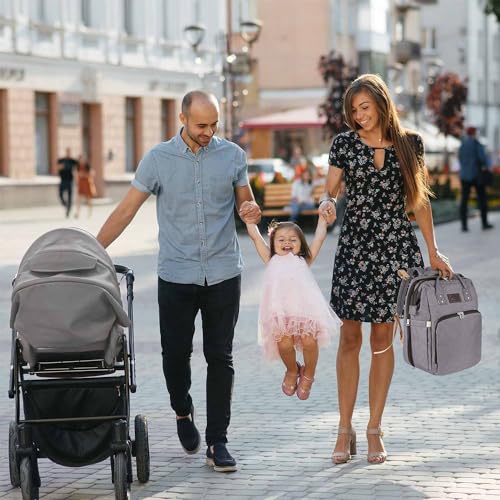 Miniatura 7 de All Kids United Baby Changing Backpack Deluxe With Cot - Juego De Bolso Cambiador Para Bebés: Mochila Para Bebés, Cambiador, Cuna Integrada, Gancho Para Cochecito Gris