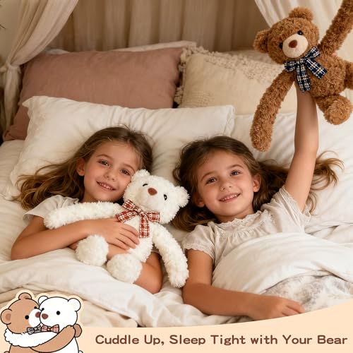 Image of Hugging Teddy Bears, Two Hugging Teddy Bears Stuffed Animals for Couple Girlfriend Girls Kids with Paw Hook and Loop, Soft Plush Toys Companion Gifts for Valentines Birthday Christmas Room Home Decor
