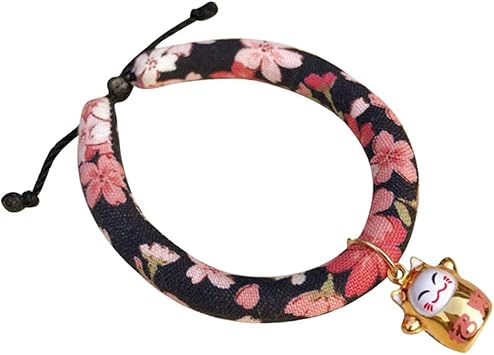 Amazon Thain猫 首輪 すず 猫首輪 かわいい 首輪 猫用 首輪 和柄 犬 猫 首輪 和風 小型犬首輪 ネコ 首輪 調節可能 手作り 安全 黒桜 S cm 25cm Thain 首輪 通販