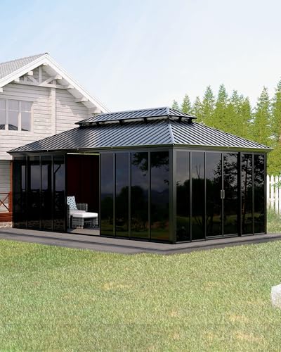 12x20 ft Hardtop Gazebo Sunroom with Aluminum Frame
