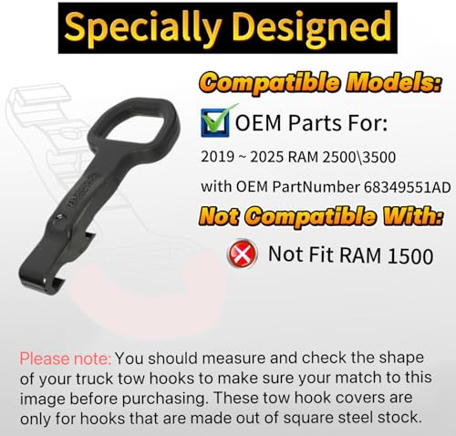 Custom Tow Hook Covers Fits for 2019-2025 RAM 2500/3500,Tow Hitch Cover Car Tow Hooks Compatible with Dodge RAM 2500 and RAM 3500 Accessories 2019-2025 (Orange) by Yinnianets - Image 5