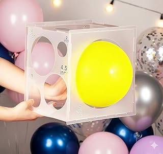 Collapsible Balloon Sizer Box Cube, 11 Hole Measurement Tool (2-10 Inches) Balloons Sizer Measurement Tool for Party Balloon Decoration 2/3/3.5/4/4.5/5/6/7/8/9/10 Inch for Balloon from 2" to 10"