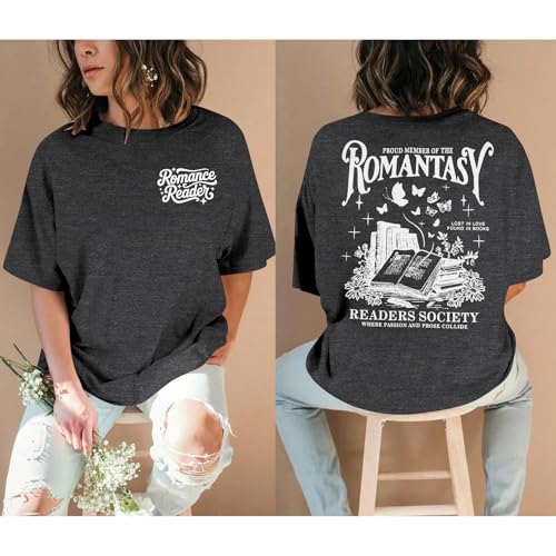SUPEYA Anti Social Book Club Shirt Women Book Lover Teacher Shirts Bookish Tshirt Bookworm Reading Oversized Graphic Tee Dark Grey — view 4