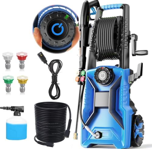 5000 PSI Adjustable Electric Pressure Washer, 2026 New Power Washer Pressure Adjustable (2500PSI-5000PSI) with 23ft Hose, 4 Nozzle and Detergent Tank for Cars, GFCI Protection, Upgraded Blue