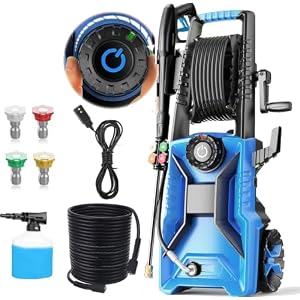5000 PSI Adjustable Electric Pressure Washer, 2026 New Power Washer Pressure Adjustable (2500PSI-5000PSI) with 23ft Hose, 4 Nozzle and Detergent Tank for Cars, GFCI Protection, Upgraded Blue