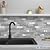 MOFIT Backsplash Tile for Kitchen Peel and Stick Stone Matte Finish,Bathroom Tiles Stickers 3D Wall Panel Linear Mosaic Marble Backsplash Waterproof(10sheets,Gray Silver)