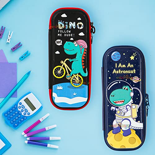 Image of Zest 4 Toyz Pencil Pouch for Boys for School | 3D Cover EVA Dino Theme | Compass Box Organizer | Large Capacity Pencil Pouch Bag | Premium Stylish Pen Holder Pencil Box for Kids | Return Gifts
