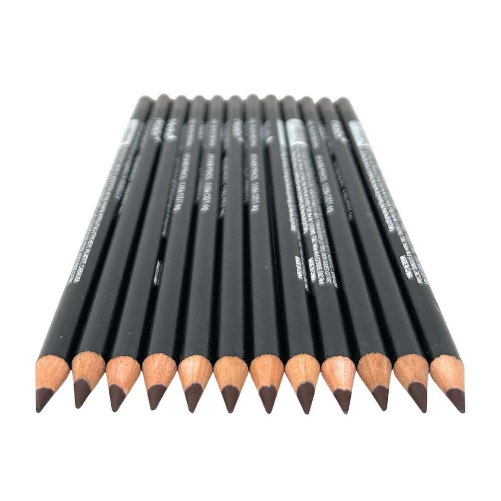 12-Piece Wooden Lip Liner Pencil, High Pigmented Lip Makeup, Long-wearing, Deep and Rich in Color, 7.5 inches Long Pencil (L26 Black Brown)