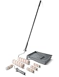 ROLLINGDOG Paint Roller Kit - 9Inch Paint Roller with Tray, 4Inch Mini Rollers,Stainless Steel Extension Pole (3ft)