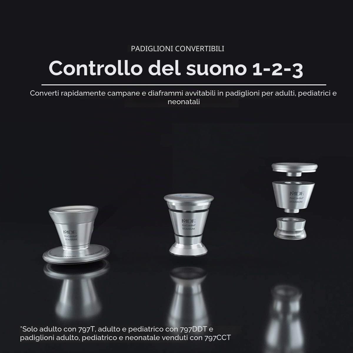MDF Instruments, Glitter Bianco/Oro Rosa ProCardial Stetoscopio biauricolare con testina e archetto auricolare in titanio - Adulto - Tubo: Glitter Bianco, Testina e Archetto: Oro Rosa, MDF797TWGLRG