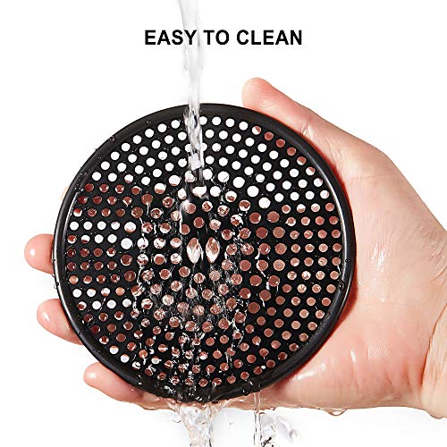 304 Stainless Steel Hair Catcher Shower Drain Cover With Silicone, Shower Stall Drain Strainer, Bathtub Hair Stopper, Bathroom Hair Trap Floor Drain Protector, Matte Black 4.33 Inches Round Flat #TOP5