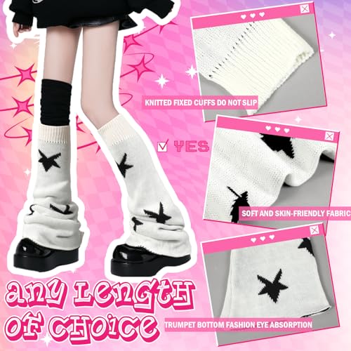 Image of Geyoga Y2k Accessories Harajuku Leg Warmers Gyaru Clothes Japanese Kawaii Girls Leg Warmers Goth Cute Lolita Knit Boot Socks