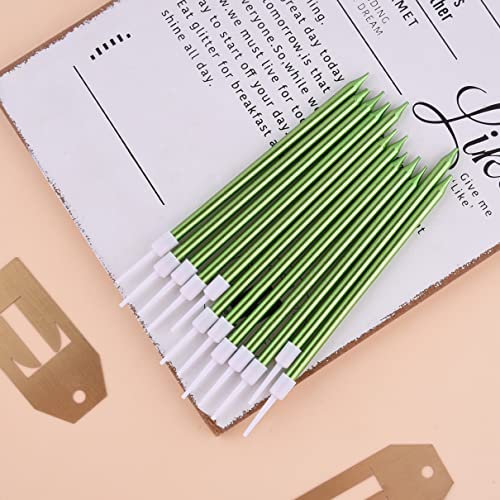 Image of PHD CAKE 36-Count Green Long Thin Metallic Birthday Candles, Cake Candles, Birthday Parties, Wedding Decorations, Party Candles, Cake Decorations