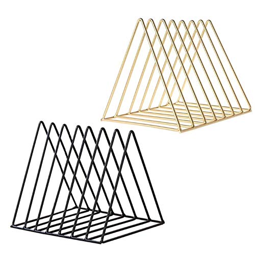 Porte-disques en fer forgé triangle doré de taille S au design épuré