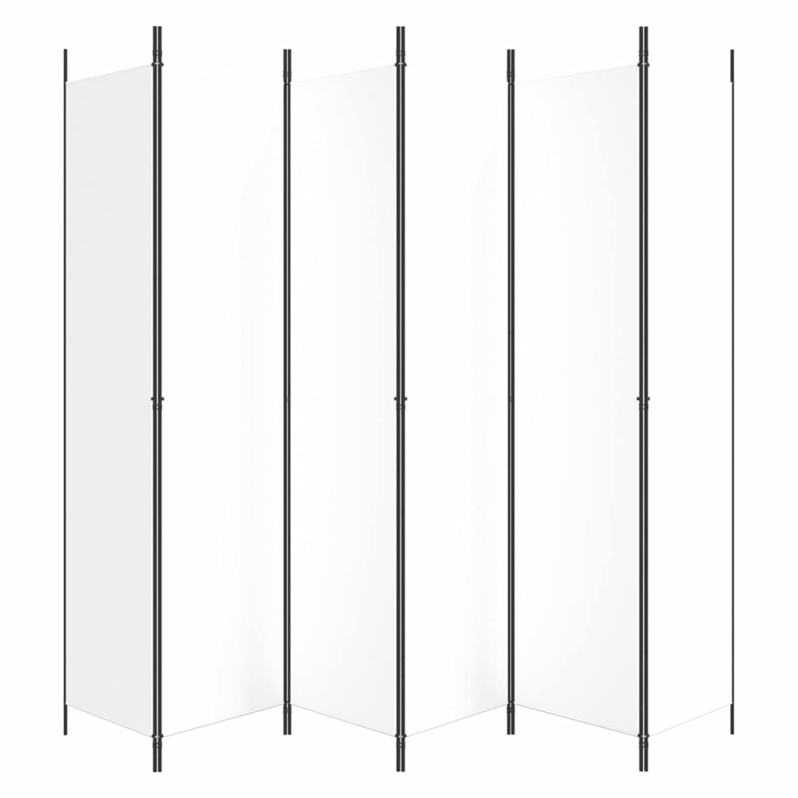 Tidyard Paravento, Divisorio a 6 Pannelli Pieghevole, Tessuto Bianco e Acciaio, 300x220 cm, Separè per Interni