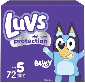 Luvs Diapers - Size 5, 72 Count, Bluey Platinum Protection Baby Diaper