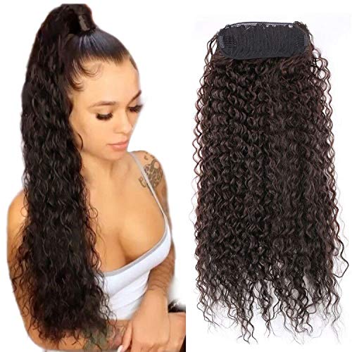 30inch Long Corn Curly Wave Drawstring Ponytail Synthetic High Puff Hair Pieces With Comb Clip in Wavy Brown Ponytail Clip in Hair Extensions (#4)…