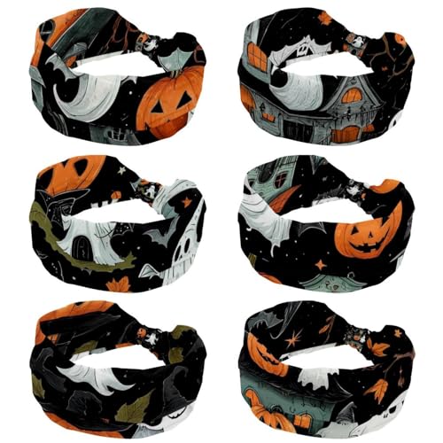 Lot de 6 bandeaux pour femmes cheveux longs Halloween larges fille