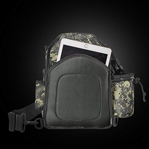 Fiblink® Waterproof Sports Single Shoulder Fishing Tackle Bag Backpack Or Handbag Chest Daypack Crossbody Messenger Sling Bags For Hiking Camping (Digital Camouflage) #TOP5