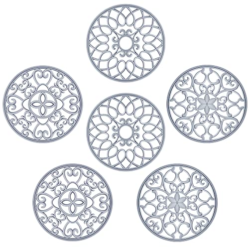 Smartake Silicone Trivet Mats, 6 Set Trivet Mat For Kitchen, Multi-Use Kitchen Mats, Intricately Carved Coasters, Non-Slip Durable Modern Table Mat For Hot Pot Holder, Dishes, Countertop, Home, Grey #TOP6