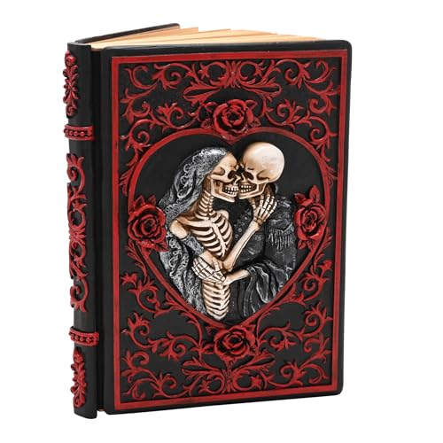 Mystic Legends Gothic Rose and Skeleton 3D Notebook – Romantic Macabre Journal with Textured Cover, Gothic Skeleton Couple in Floral Heart Design, Lined Pages for Writing, Sketching & Journaling