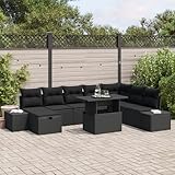 ZQQLVOO Garten Sofaset aus Rattan mit Metallrahmen für 8 Personen, Outdoor Polstergarnitur mit abnehmbaren Kissen und Stauraum, wetterfest für Terrasse Balkon Garten