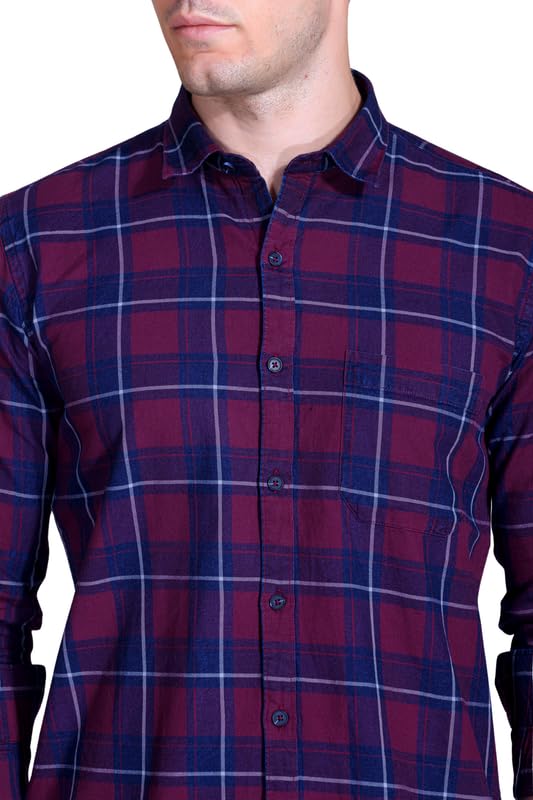 Image of SANE ORIGINALS Ingdigo Washed Checks Pure Cotton Shirt for Men