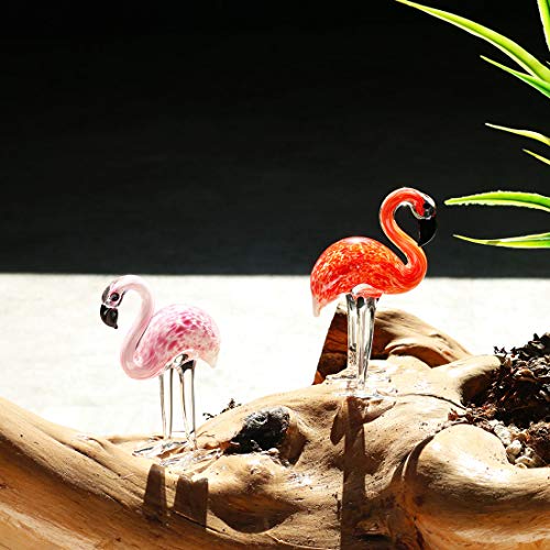 H&D 2 stuks glazen flamingo's ornamenten, mondgeblazen kunstglas, dierenfiguur, huistafeldecoratie - Afbeelding 8